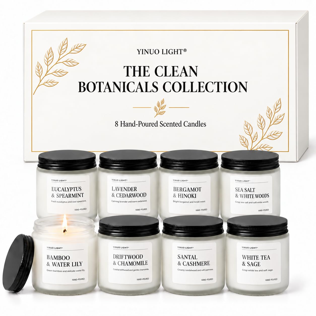 Scented Candle Gift Set, 8 Pack Soy Wax Jars, 28 oz Total