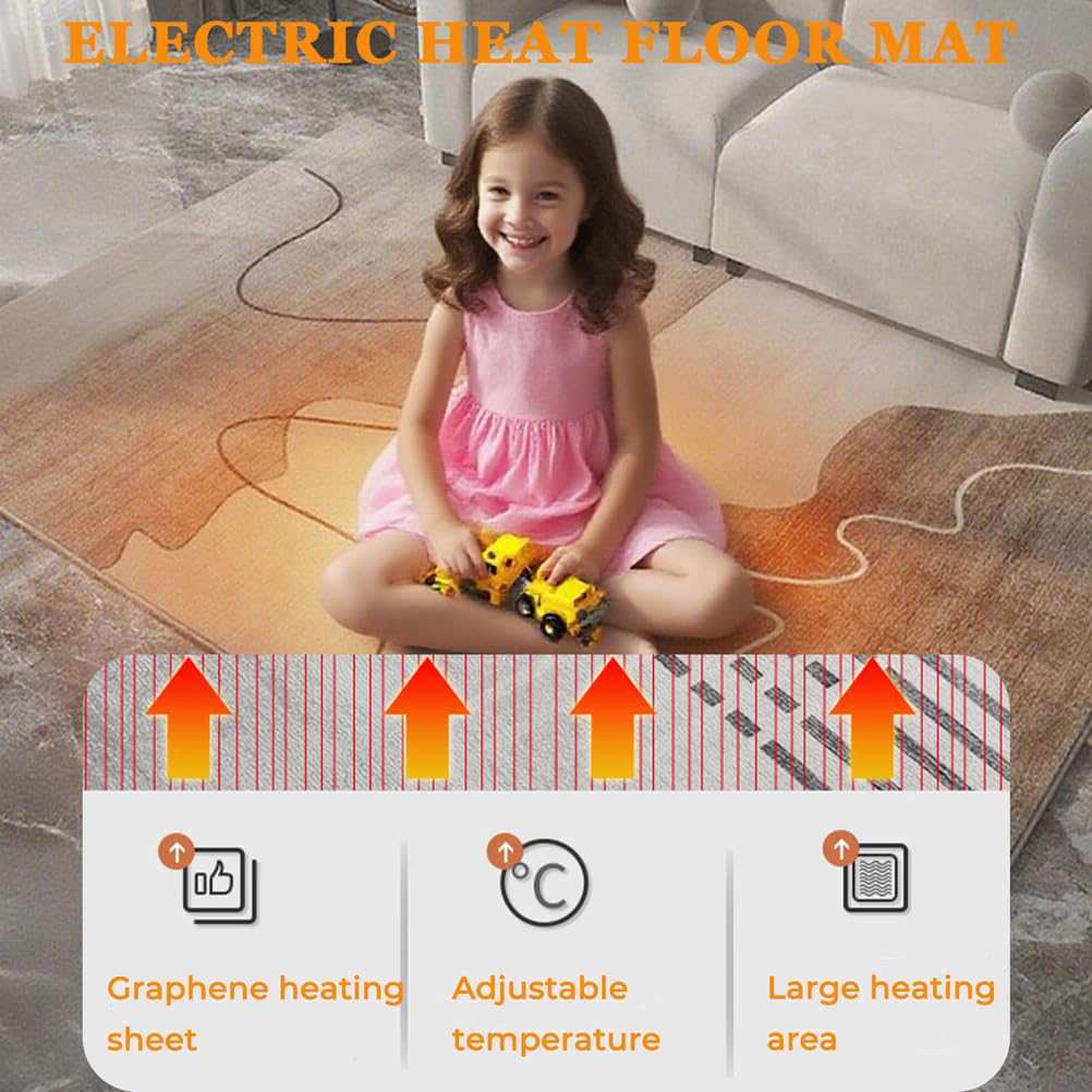Alfombra eléctrica de grafeno, Calefactor de área de Cachemira, Manta calefactora con Temperatura y Temporizador Ajustables, se calienta rápidamente para el hogar y la Oficina.,75×41in