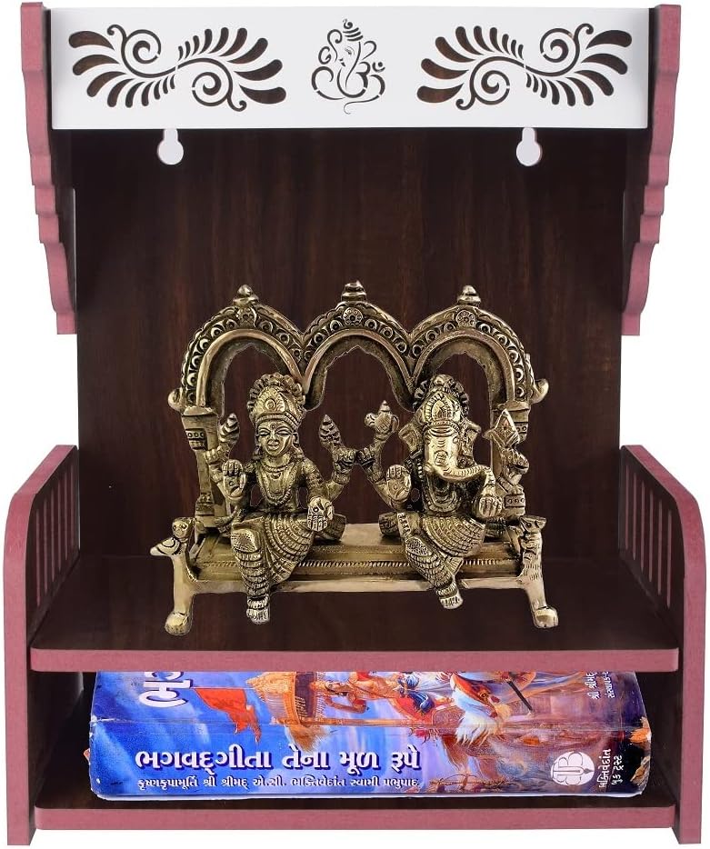 MDF Wooden Temple with Doors | Decorative Pooja Mandir for Living Room & Worship Place (579)