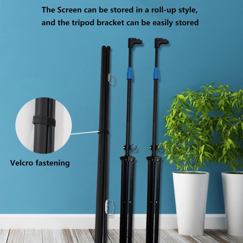 Generico Schermo di Proiezione da 60" con Treppiede, Manuale Telo Proiettore Avvolgibile 4K HD, Supporto Regolabile in Altezza per Casa, Ufficio, Scuola(Zwart,60inch(16:9))
