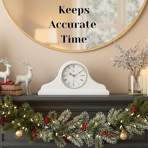 Miniatura 19 de Reloj de repisa a pilas – Reloj de manto de madera, rústico verde azulado para decoración de sala de estar, sobre chimenea, oficina, estante