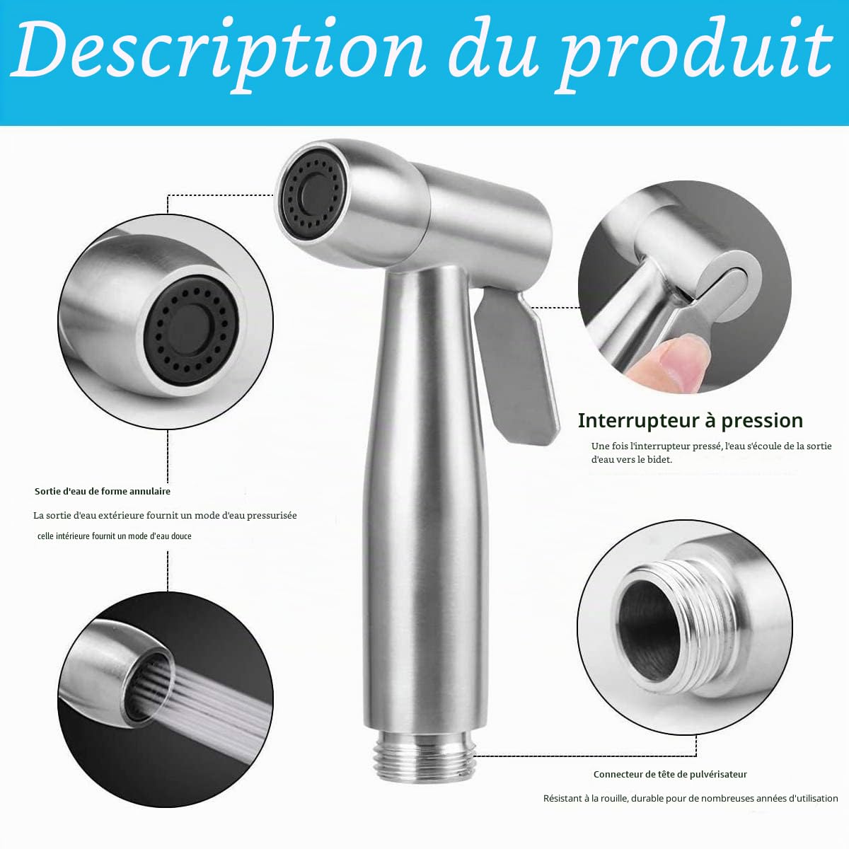 Douchette pour Lavabo Ensemble - Pommeau Douche pour Lavabo Douchette de Salle de Bain avec 59”Tuyau pour Pet Douche se Laver Les Cheveux ou Nettoyer L'évier - avec valve de robinet
