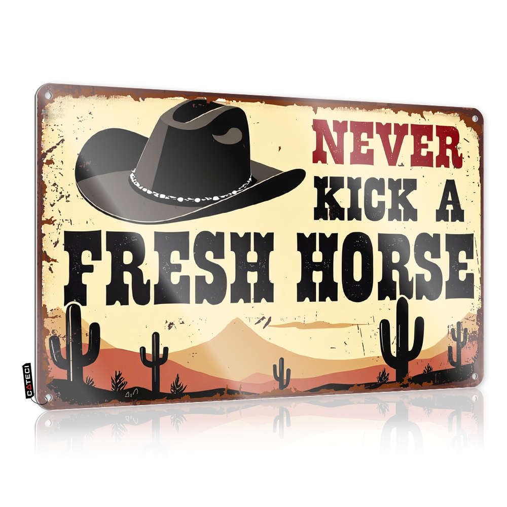 Sujd Men's Colour Vintage Poster Colorful Artwork Gift For Electrician Never Kick A Fresh Horse - Vintage Wall Decor For Shop(30X40cm)