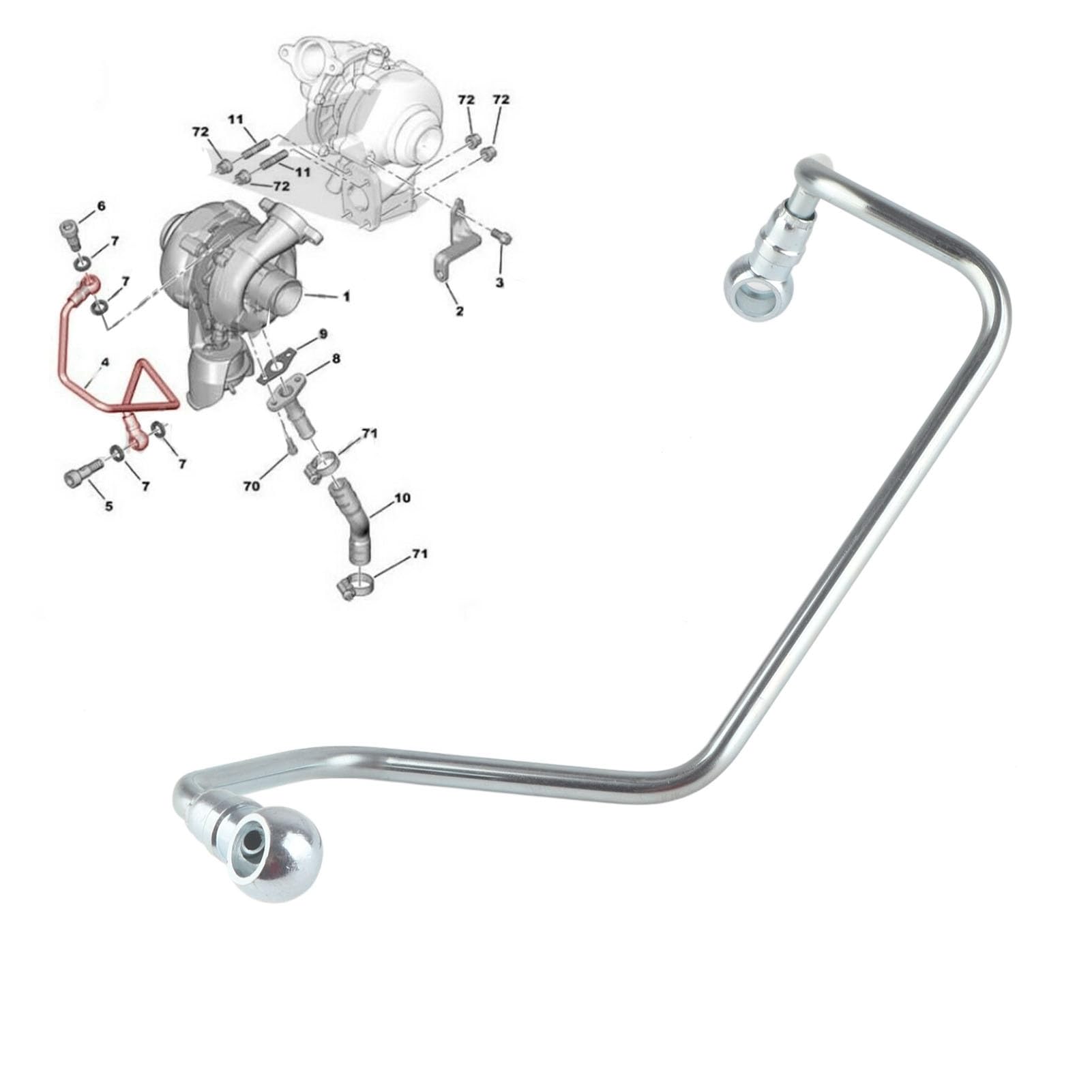 Tubo di alimentazione dell'olio turbo 9651785280 Tubo flessibile del tubo del carburante adatto per 206/207/307/308 407/1007
