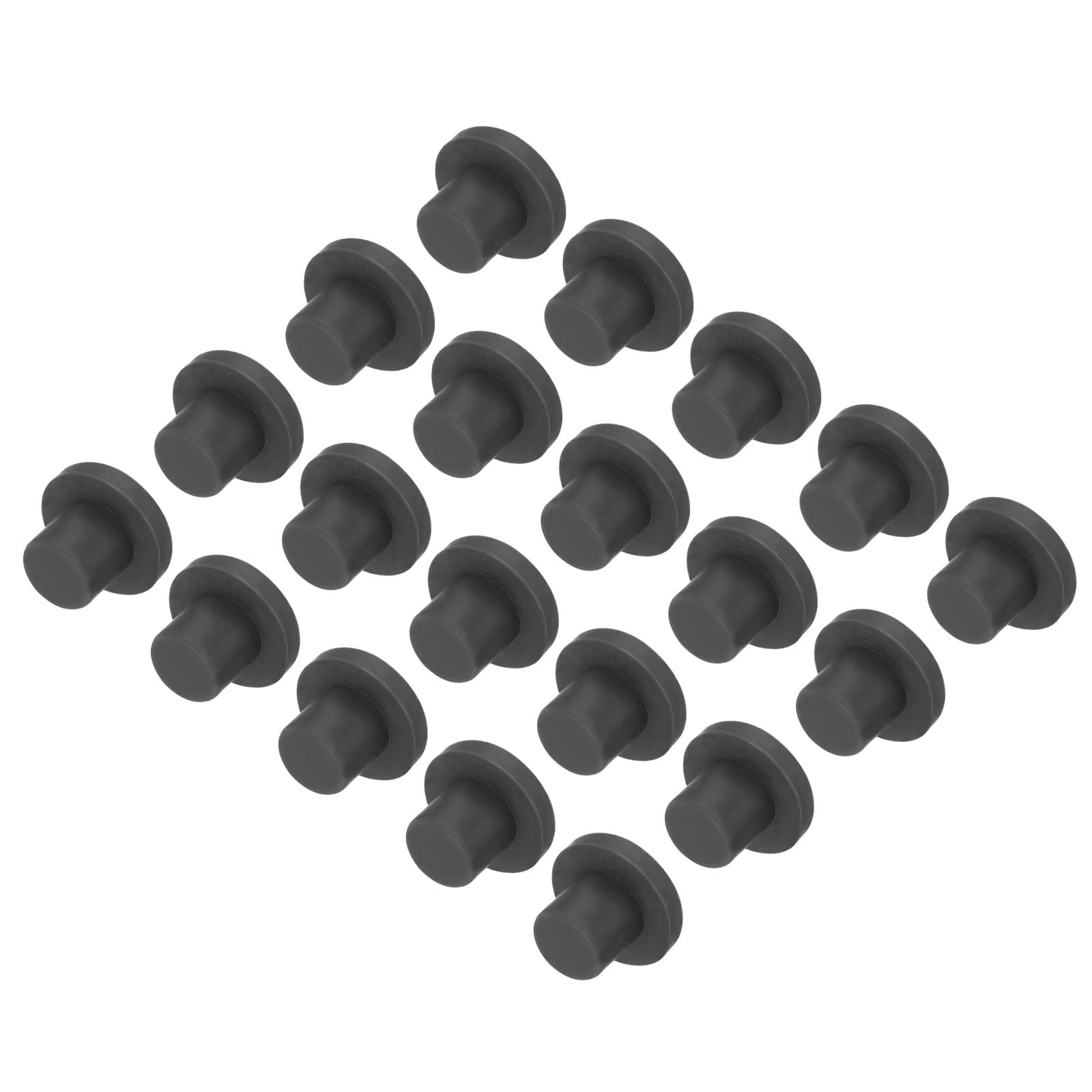 UXCELL High Temp Silicone T-Shaped Solid Rubber Stopper Plugs - Dia 11mm/0.43 inch, Black, Pack of 20 (OD 19mm)