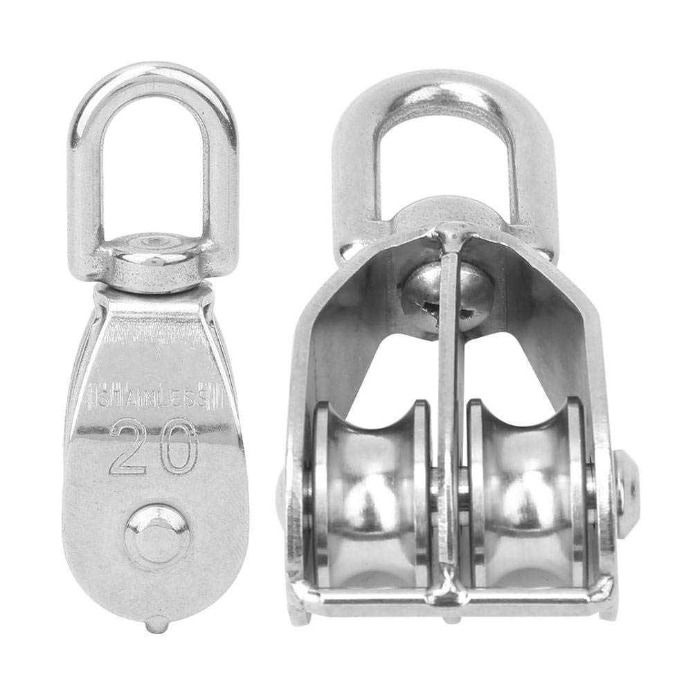 Puleggia Di Sollevamento A Doppia Ruota In Acciaio Inox 304 - Set Da 2 Pezzi, Carico Max 75 Kg, Per Sistemi Di Trazione E Sollevamento