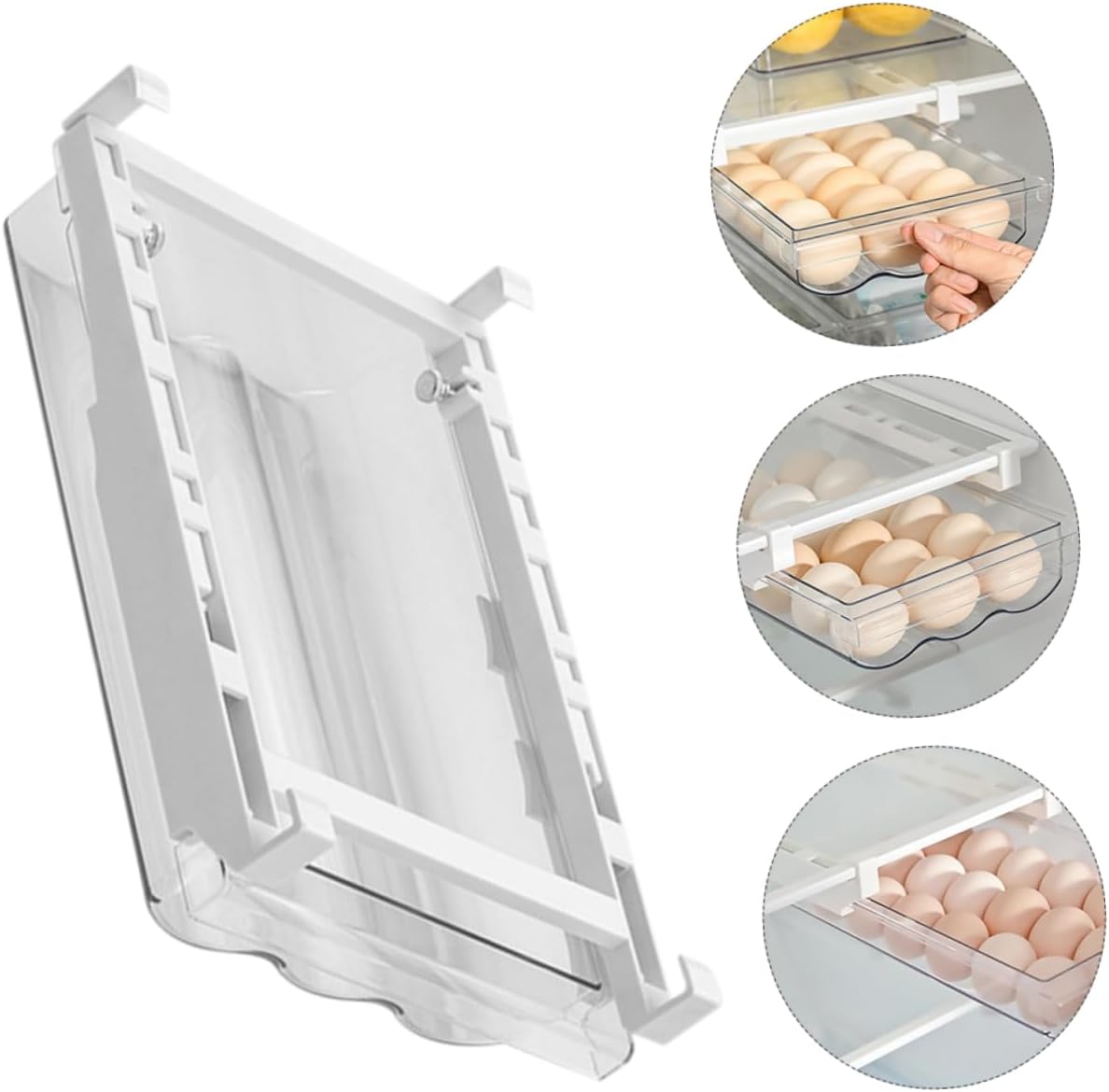 Refrigerator Egg Drawer Storage Bin Easy Access Egg Holder for Kitchen Organization Pull-out Container for Fresh Practical Hanging Design for Fridge Storage