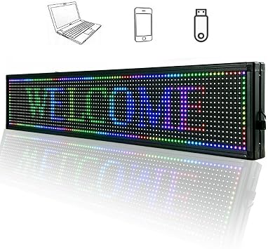 LED Sign, 40"x8" Commerical LED Sign Scrolling Message Display Board RGB, RGB 7-Color Programmable Board, Programmable by PC& WiFi & USB, for Advertising and Business