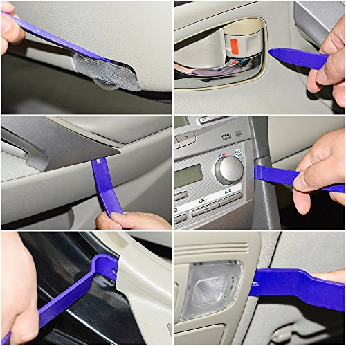 FLYMUR Gliston 7Pcs Auto Trim Removal Tool Kit,Car Door Panel/Radio Removal Dash Pry Clip Tools