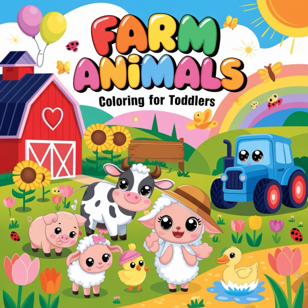 Cute Farm Animal Coloring Book for Kids