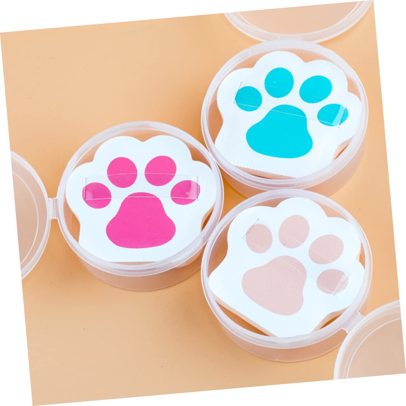 PartyKindom Dorable Cat Claw Makeup Puff Set 3pcs Face Powder for Foundation Cream Concealer Non-slip Design