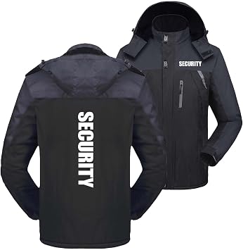 Men's Zippered Mountain Jacket Coat for S.EC.URI.TY Thick Cozy Ski Suits Contrast Color Windbreaker Detachable Hood Outerwear Graphic Hiking Parka-Black||3XL