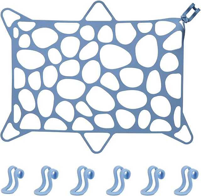HieerBus Dishwasher Net-Keeping Everything Lock Down,Super Stretchy Fit for All Types of Dishwashers,Silicone Mesh Prevent Plastic Bowls,Baby Bottle and Cups from Tipping Over (Sky Blue)