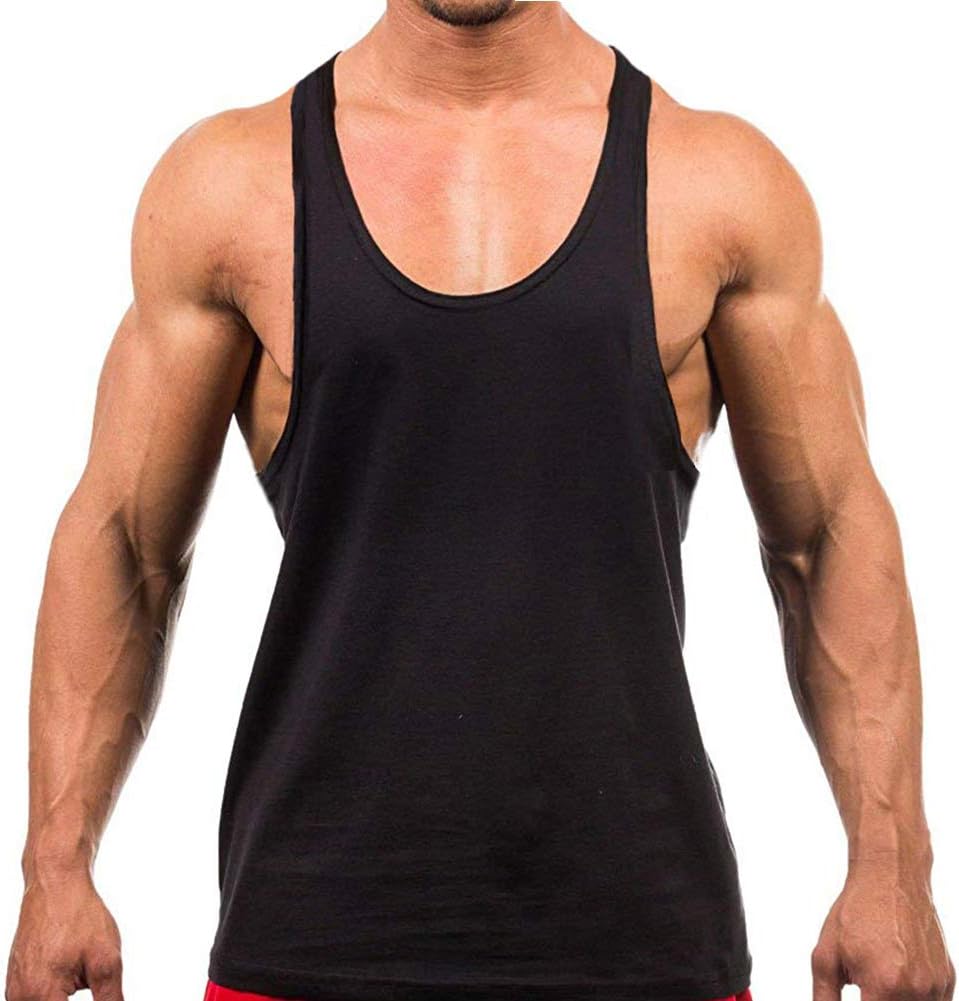 Men's Gym Tank Tops Y-Back Workout Muscle Tee Athletic Workout Fitness Vest T-Shirts