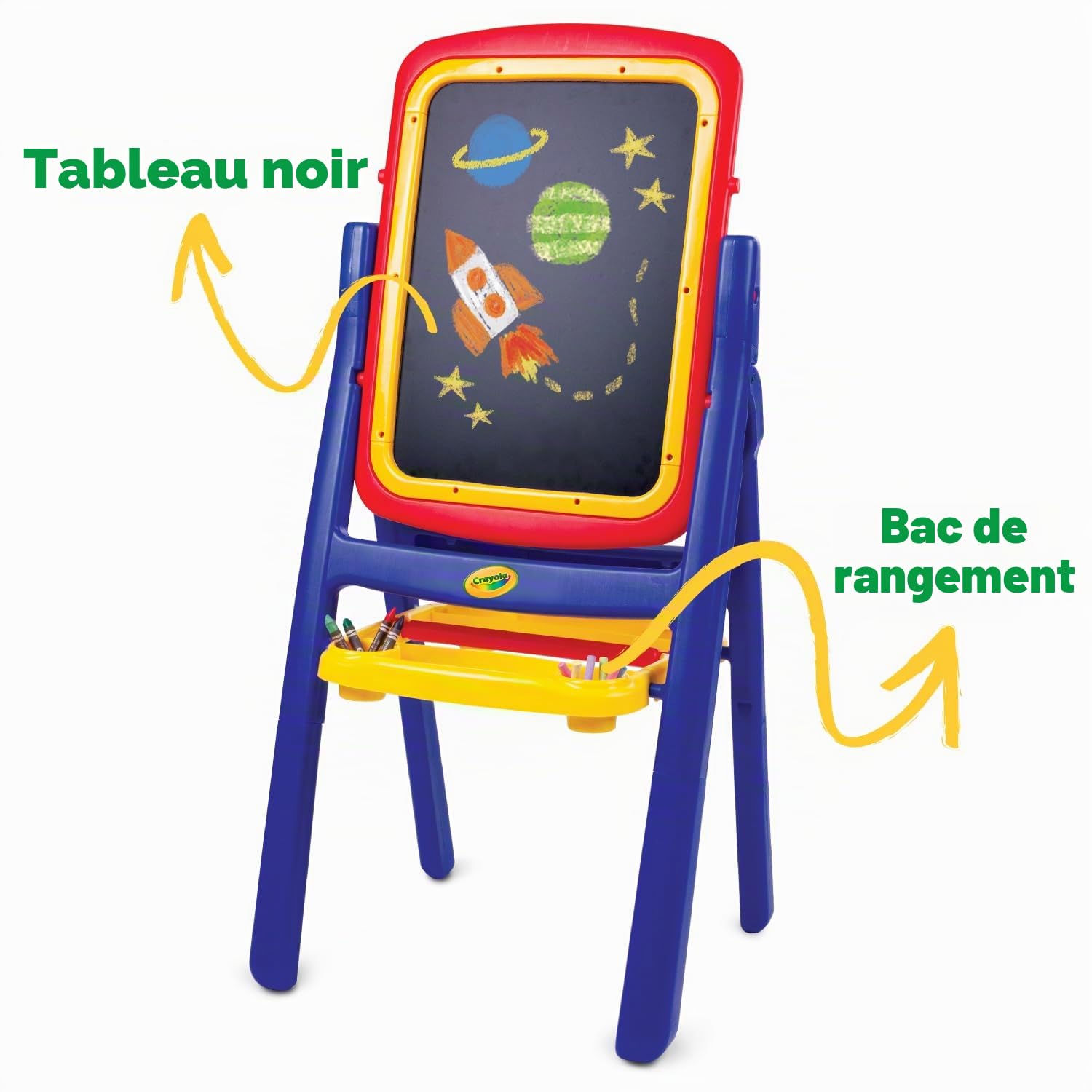 Crayola Qwikflip Chevalet double face avec tableau noir, tableau magnétique effaçable à sec, 77 lettres et chiffres magnétiques, craie de couleur 4 carats et chiffon gomme, cadeau pour enfants à