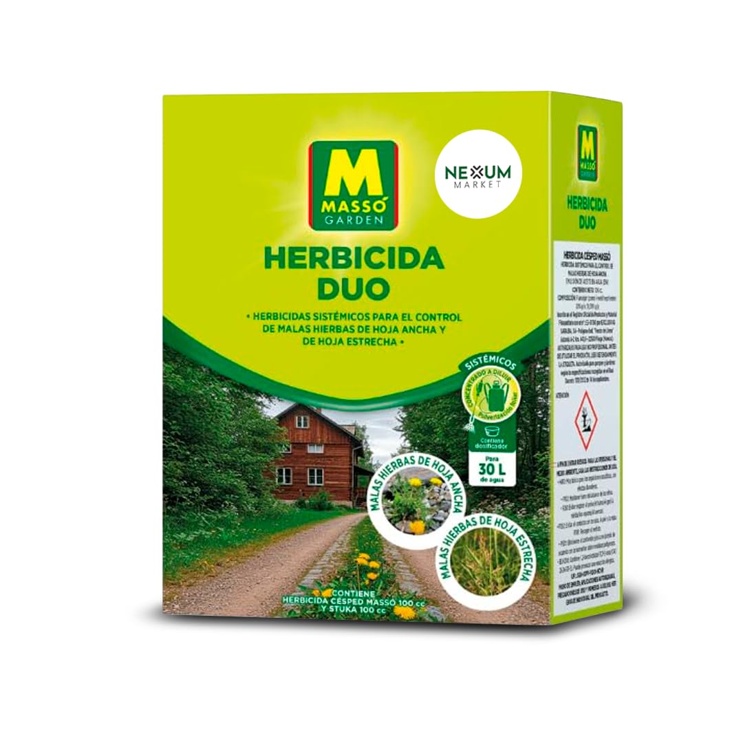 Herbicida TOTAL DUO Pack 2x100ml | Herbicida para Malas Hierbas Potente, Elimina Hoja Ancha + Hoja Estrecha Sin Dañar el Suelo | Para 30L de Agua, Fácil de Aplicar, Uso Doméstico Seguro | Nexum Market