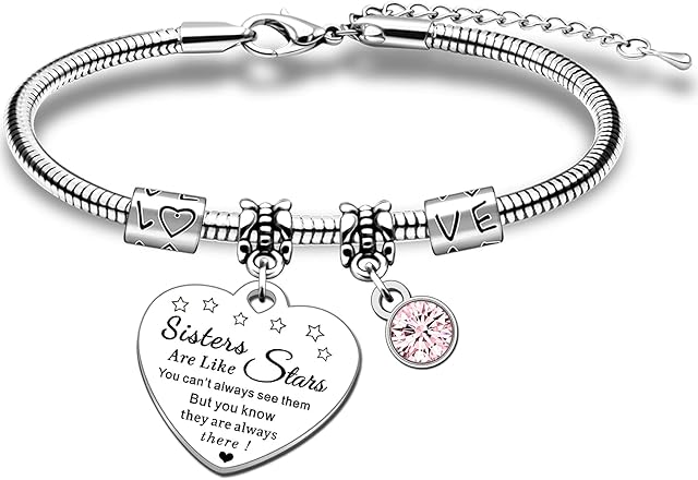 HULALA Sister Charm Bracelet Gifts For Sister Birthday Christmas Jewellery Gifts Sisters Are Like Stars You Can't Always See Them But You Know They Are Always There