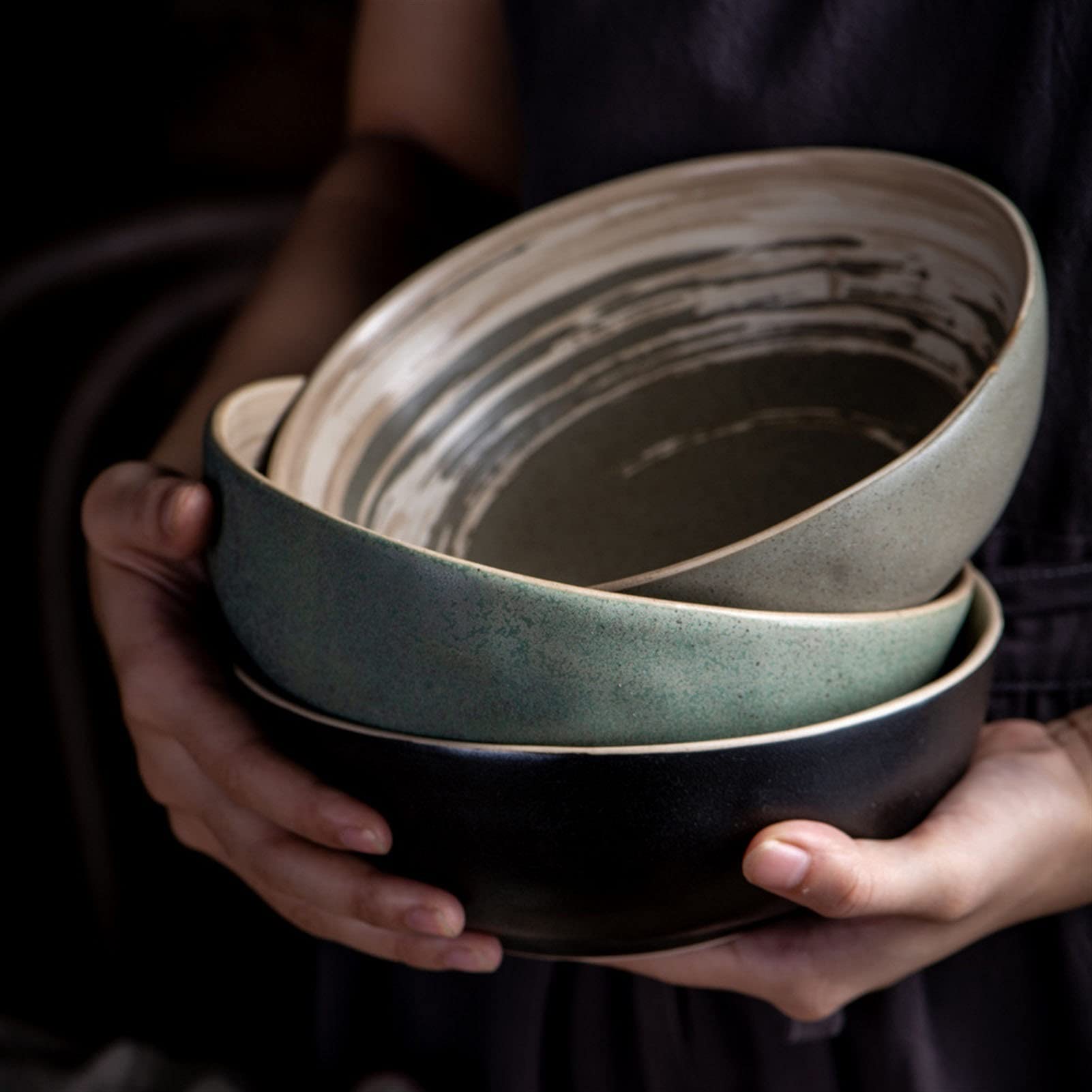 Mingmo Ryż, miski do zupy miska do serwowania makaronu miska kreatywna ceramiczna miska do zupy Ramen japońska miska Udon zastawa stołowa miski kuchenne (kolor: C)