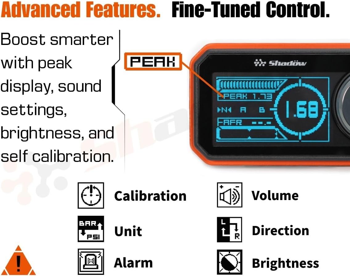 Shadow DEBC II Electronic Boost Controller – 2.6” OLED Display Rotary Dial with 3 Boost Modes, Performance Mode, AFR, Solenoid Kit for Turbocharged Engines