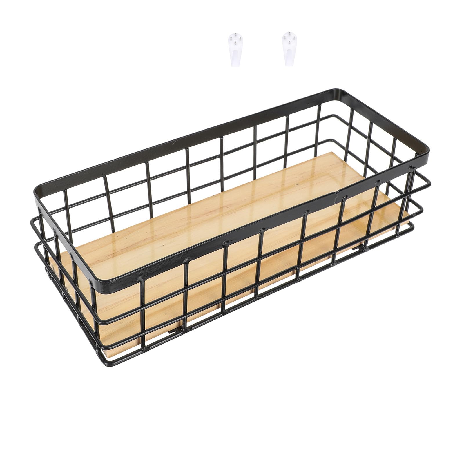 Cesta para decoración del hogar LABRIMP de almacenamiento en hierro y madera negra gran capacidad