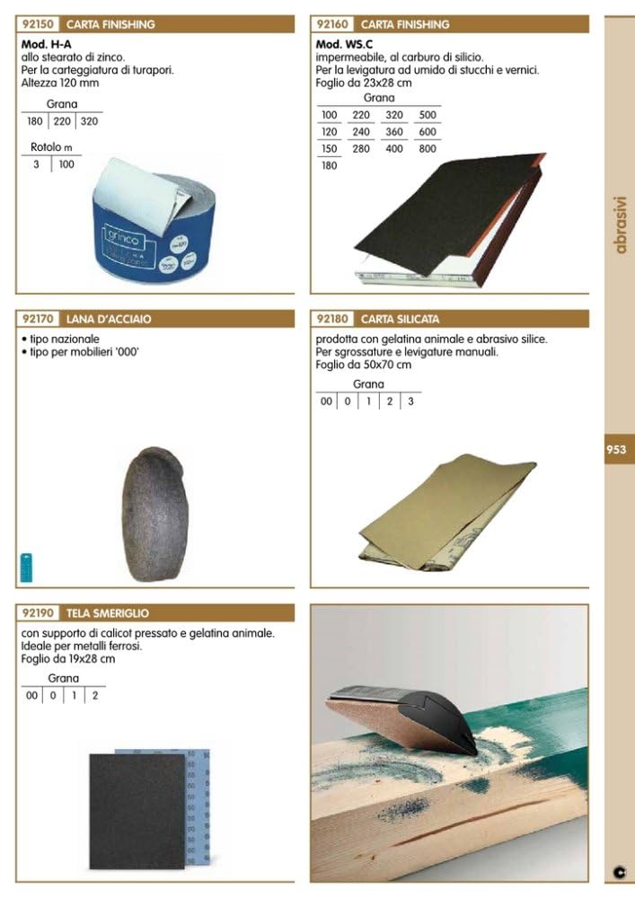 100PZ CARTA ABRASIVA IN FOGLI ART. WS.C FOGLIO DA 23X28CM GRANA 500 Nextradeitalia