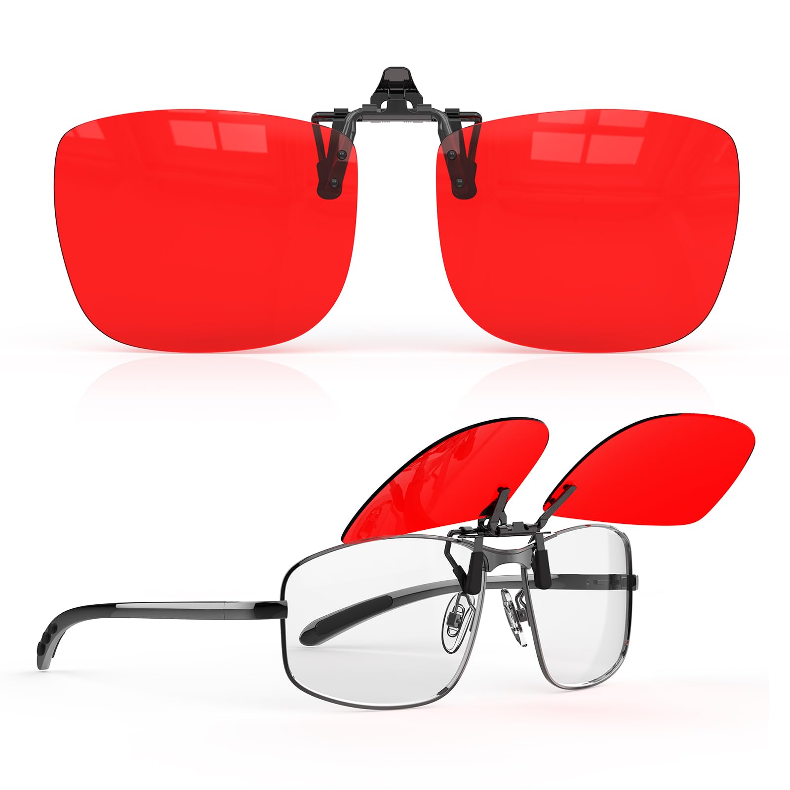 Goiteia clip gafas rojas bloqueo luz azul noche-Bloqueo Azul y Verde para Mejorar el Sueño-Revestimientos AR Duales-Alivia Fatiga Ocular