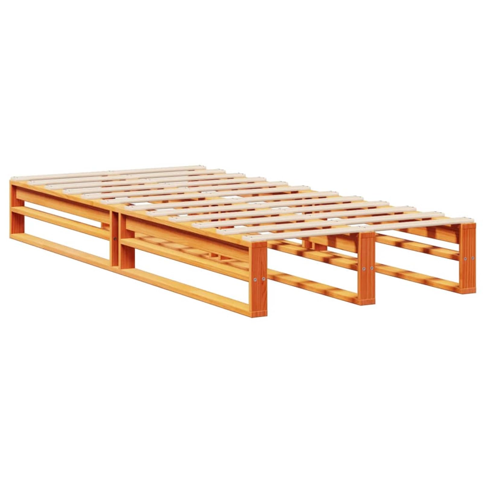 Gecheer Lit Bibliothèque sans Matelas Cire Marron 100x200cm Bois Massif, Cadre de Lit à Plateforme avec Lattes Convient pour Matelas de 100 x 200 cm pour Chambre Adultes Type B
