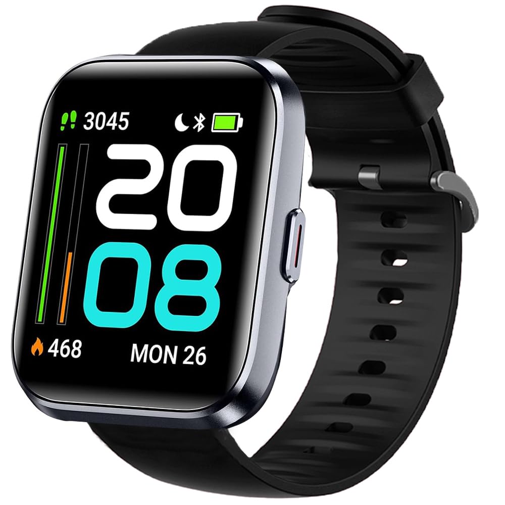 Lamshaw ID208 Plus Smart Watch Bands, Silicone Replacement Soft Band Wristbands Straps with Stainless Steel Buckle Compatible for Quican, aeac, WMK ID208 Plus 1.8 Inches Smart Watch (Black)