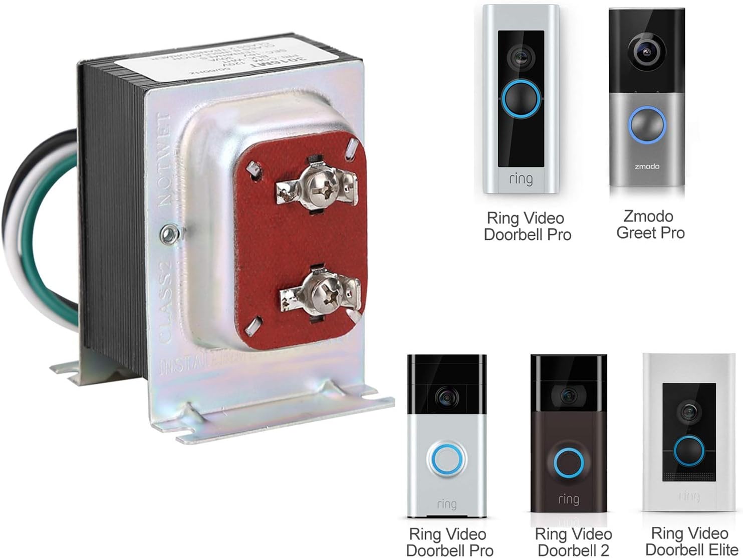 FCHO Doorbell Transformer, 16V 30VA Hardwired Door Chime Transformer Compatible with Ring Video Pro, Zmodo Smart Greet WiFi, SkyBell Doorbell - - 