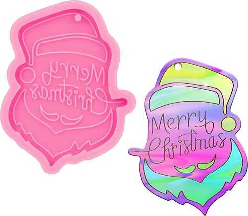 Miniatura 2 de Molde de resina para sombrero de Navidad brillante y brillante para fundición de epoxi de silicona de Feliz Navidad - Llavero de adorno de