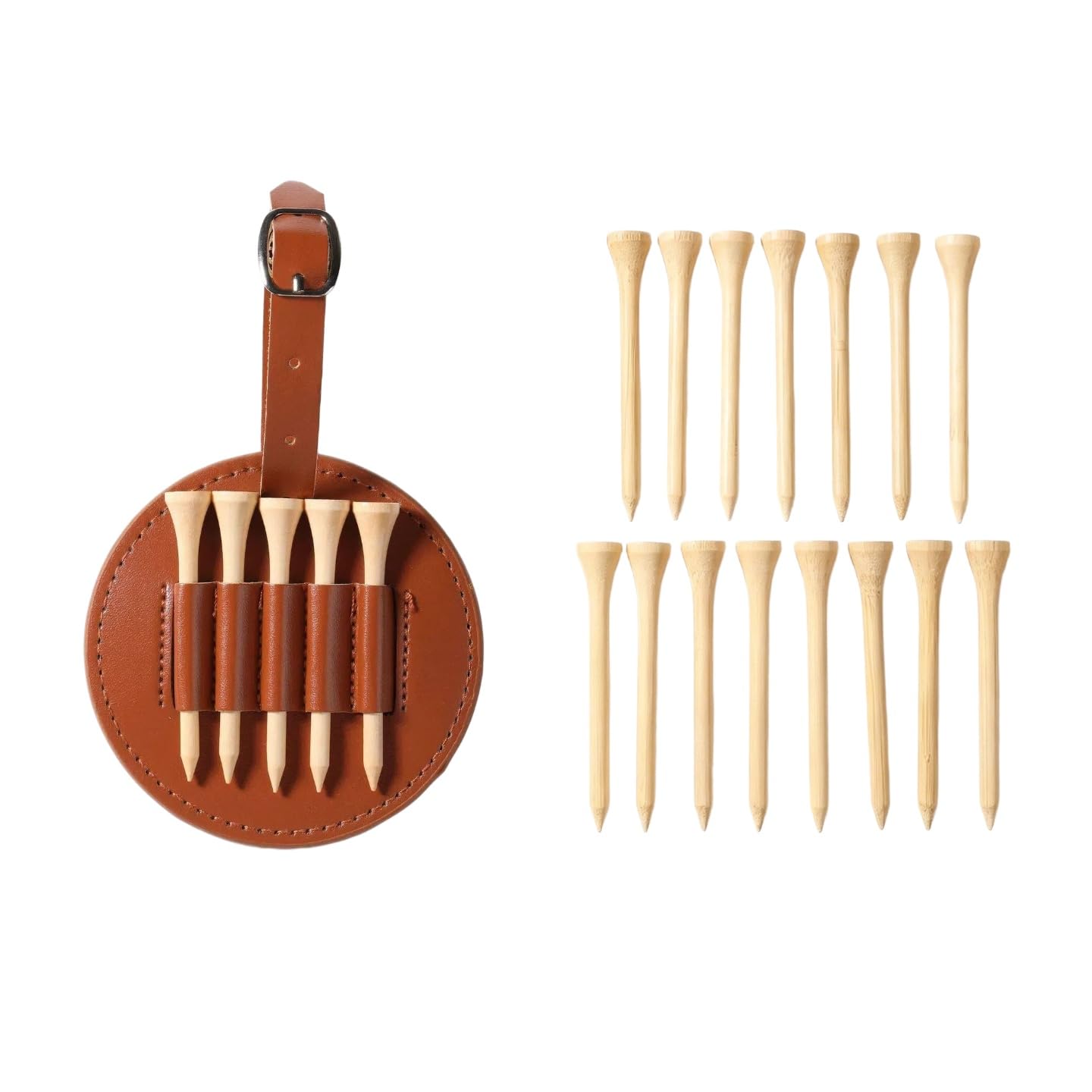 Zilaro Golf Tee Holder with 20pcs 70mm Bamboo Golf Tees, Golf Gifts for Men & Dad, Golf Tee Bag, Small Personalised Novelty Golf Stuff, Golf Accessories for Birthday, Father’s Day