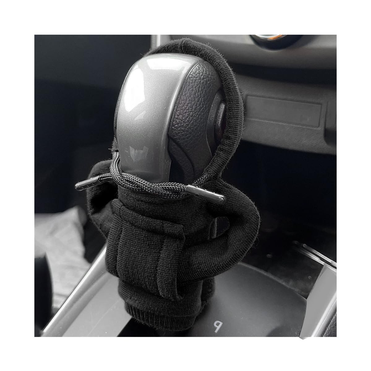 Car Gear Shift Cover, Mini Hoodie & Fashionable Sweater Design, Universal Fit Auto Shifter Knob Protector, Cute Hooded Shirt Gear Stick Cover, Car Interior Accessories (Black)