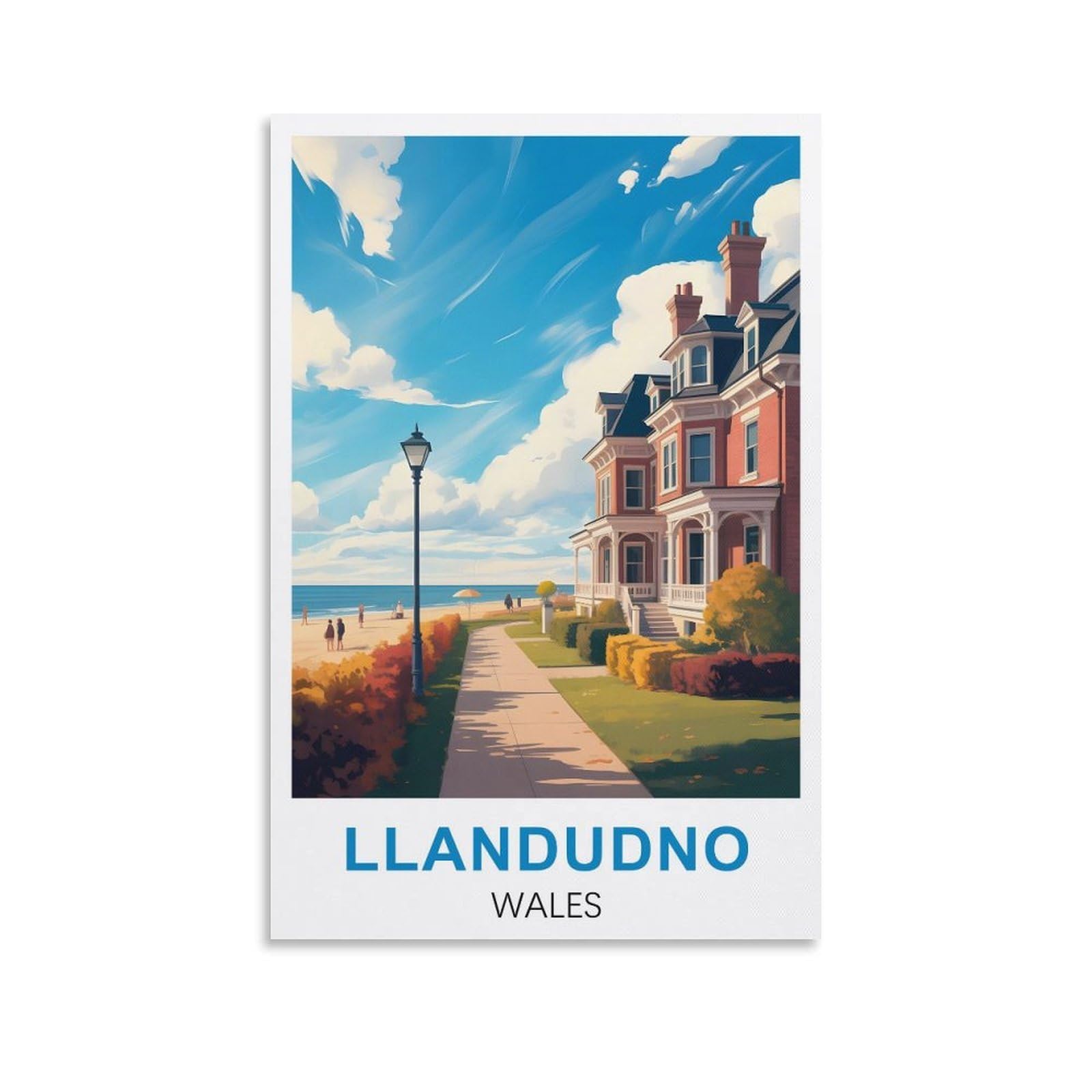EZMLFA DIY 5D Diamond Painting Kits for Adults,Llandudno Wales DIY Diamond Art Kits Gem Painting Crafts for Home Wall Decor 50x60cm