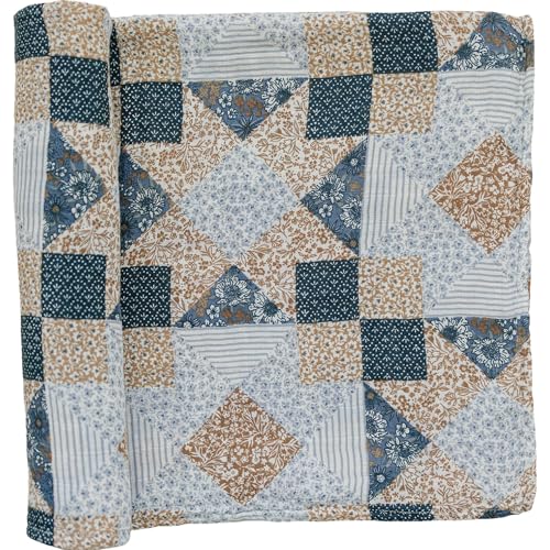 Image of Mebie Baby Patchwork Print Muslin Swaddle, Modern and Neutral Swaddle Blanket for Baby Girl or Boy, Soft Baby Blankets, 0-3 Month, Comfy Wrap, Baby Essentials & Gifts