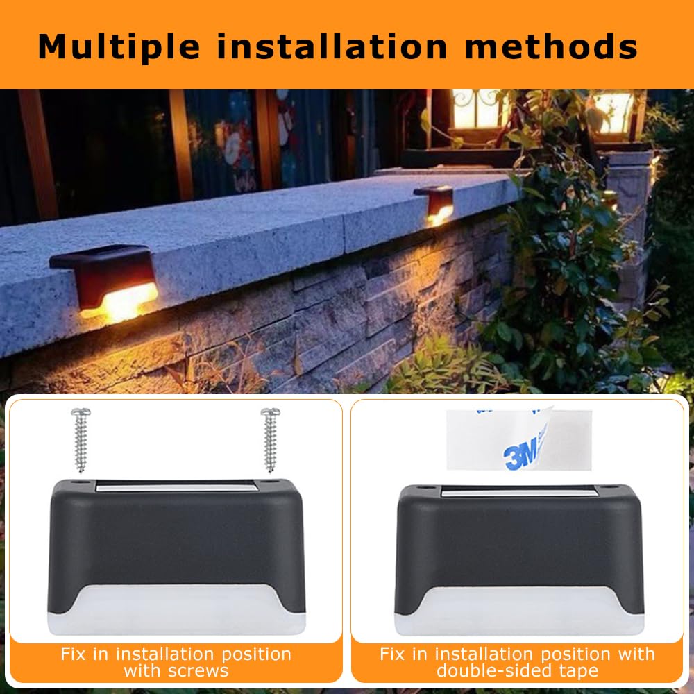 Lotvic Luci Solari per Esterni, 16 Pezzi Luce Solare per Scale Impermeabile, Segnapasso LED Esterno Solare, Lampade Solari da Giardino, per Recinzioni Patio Passi Sentieri