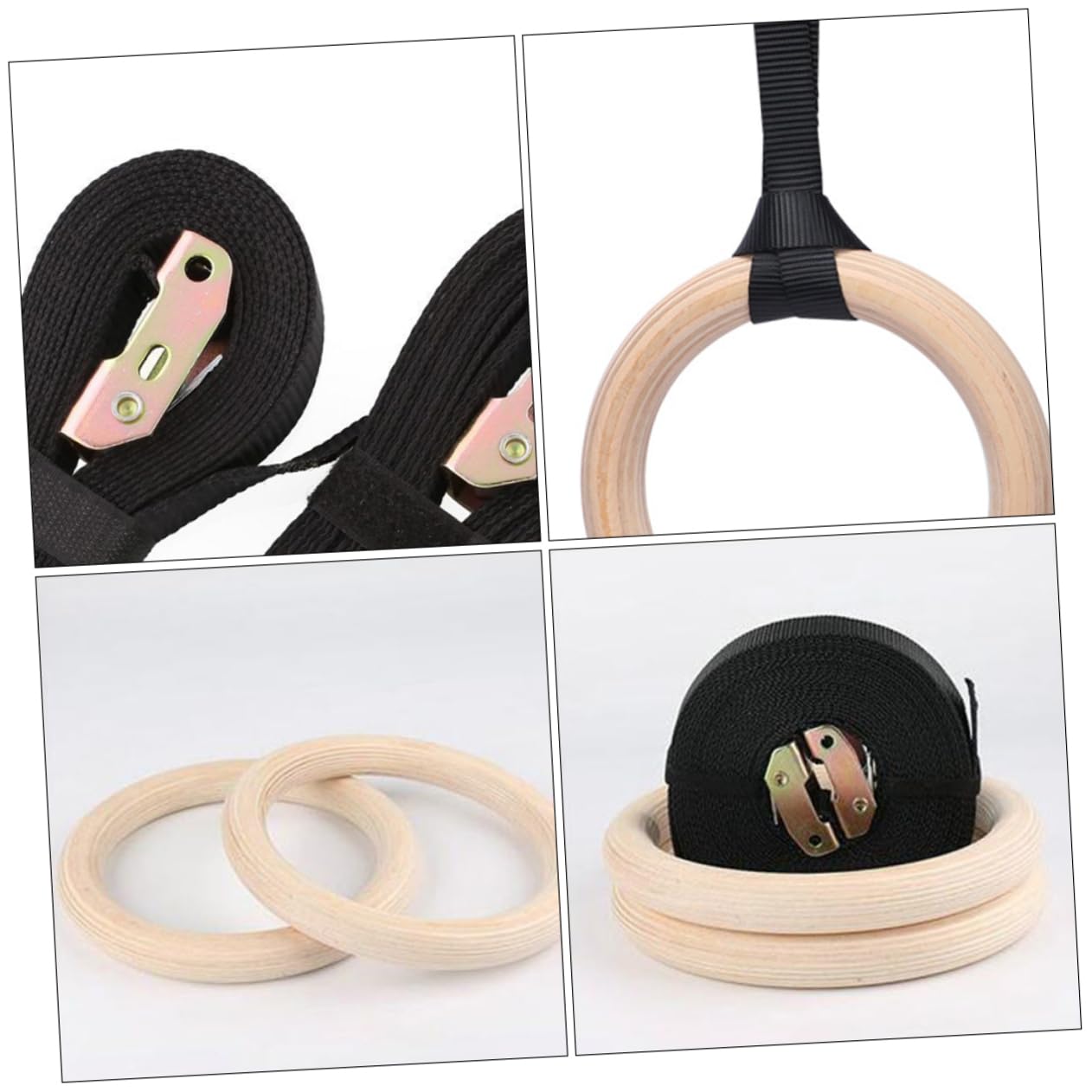 ibasenice Birch Gymnastics Rings Heavy Duty Solid Wood Fitness Equipment for Strength Training Outdoor Gymnastics Equipment