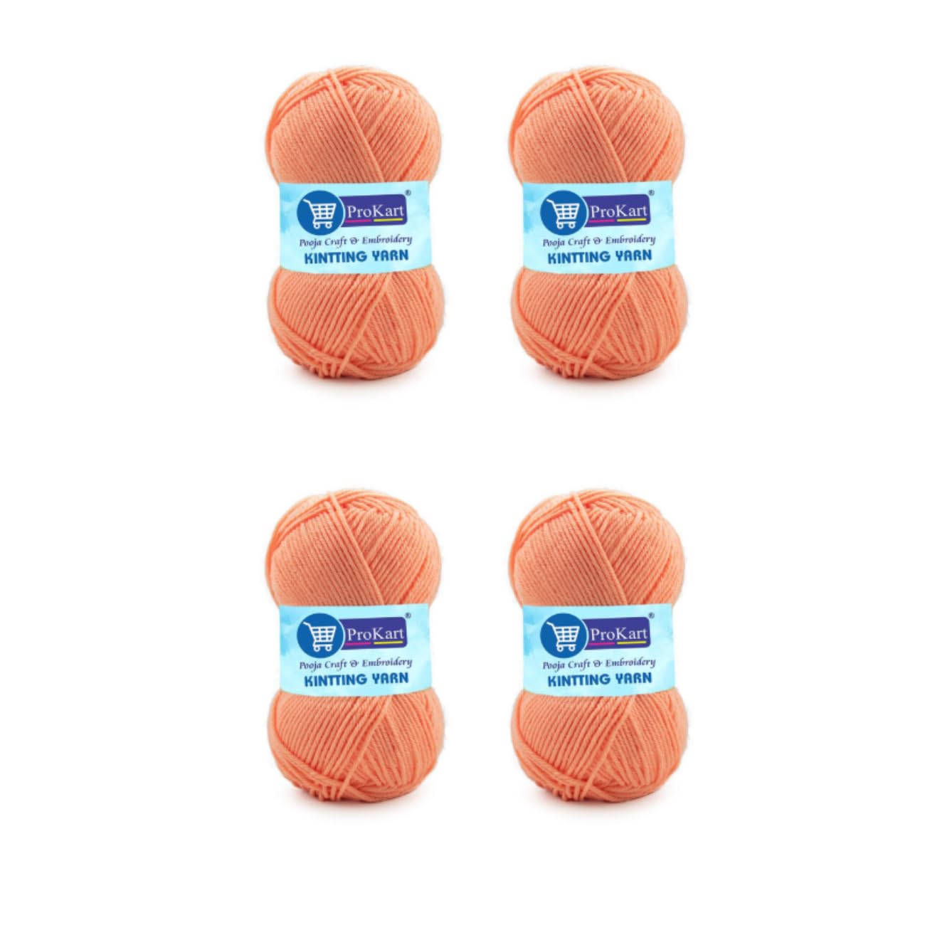 ProKart Premium Woolen 4 Ply Hand Knitting Wool Yarn for Scarf, Hat, Baby Clothes, Gift Bags & DIY Craft Projects, Soft Fine Weight Yarn, Peach, 100g x 4 Balls (4 Pack)