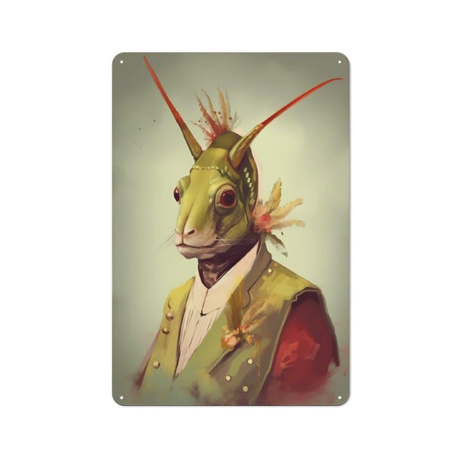 Junmoney Grasshopper Unrealism Rustic Tin Sign 30X20cm For Man Cave Or Games Room, Housewarming Present For People Styling Man Cave And Games Room