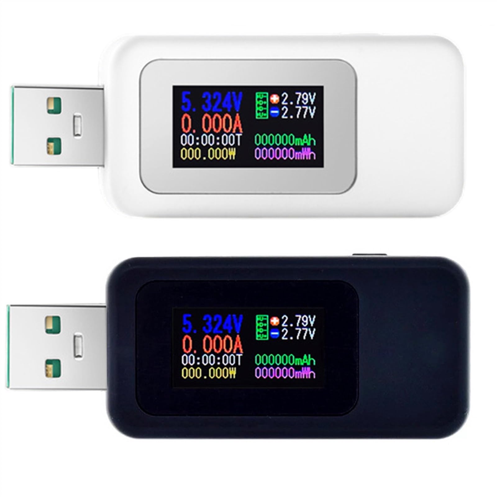 Probador USB 10 en 1, voltímetro Digital CC, amperímetro, medidor de voltaje de corriente, amperímetro, Detector, indicador de cargador tipo batería externa (Color : KWS-1902C Black)