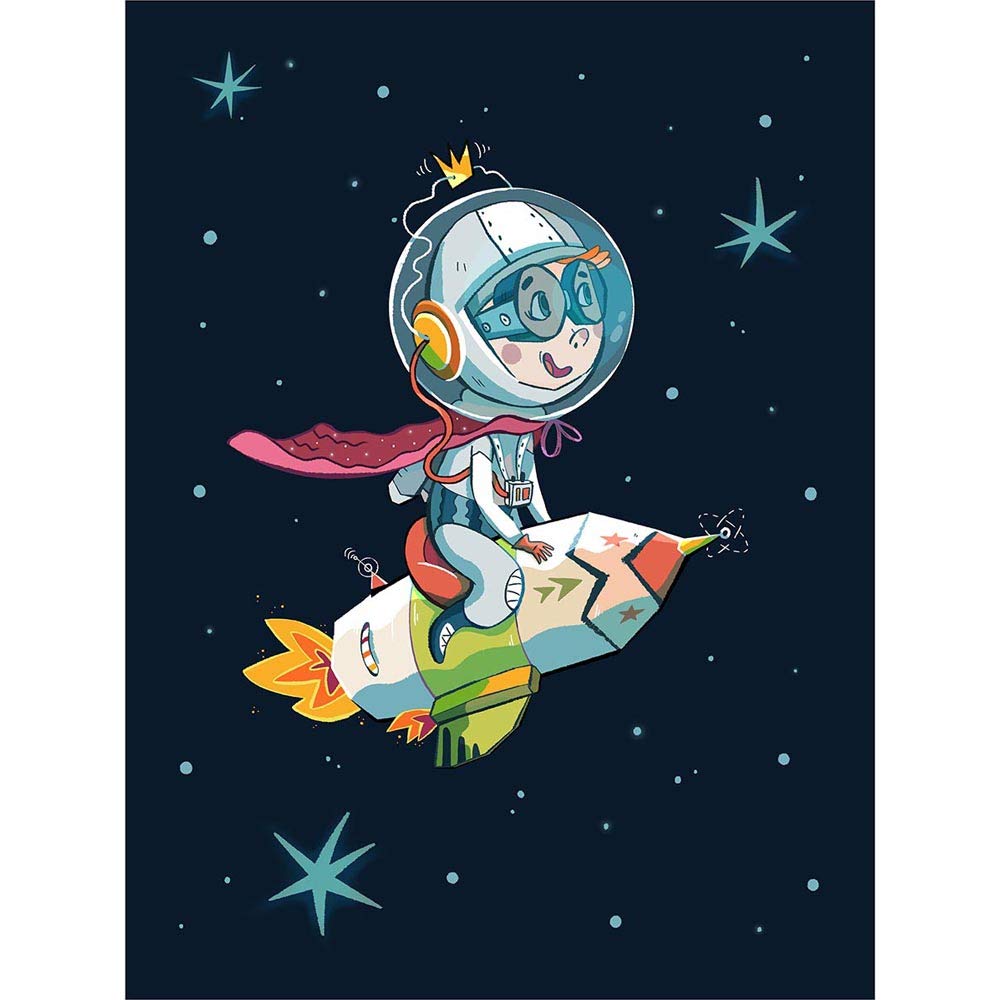 Wee Blue Coo Super Astronaut Kid Art Print Poster Wall Decor 12X16 Inch
