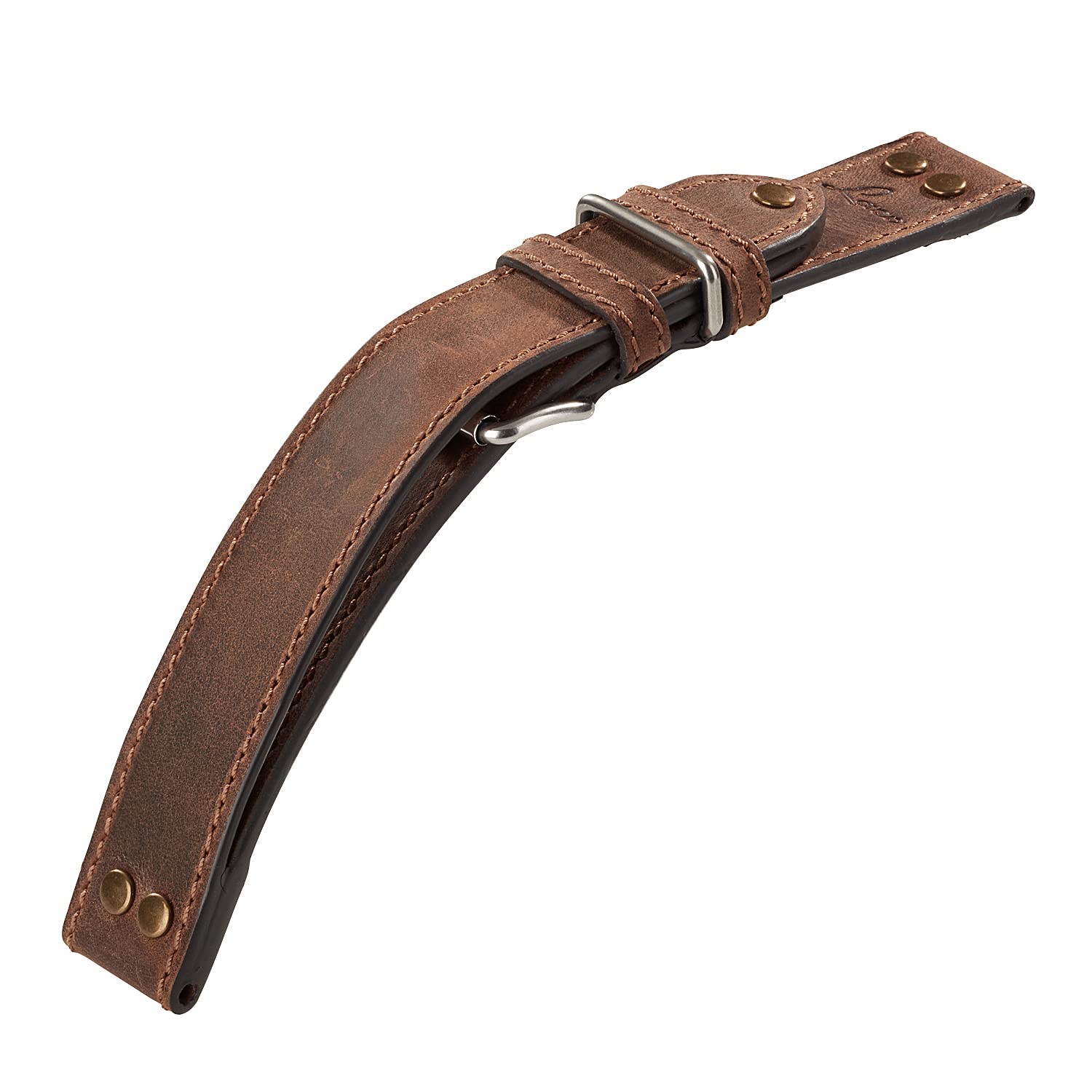Laco Erbstück pasek do zegarka pilot, XL, 20 mm, zamknięty, styl antyczny, z nitami, zapasowy pasek, wyjątkowa jakość, doskonałe wykonanie