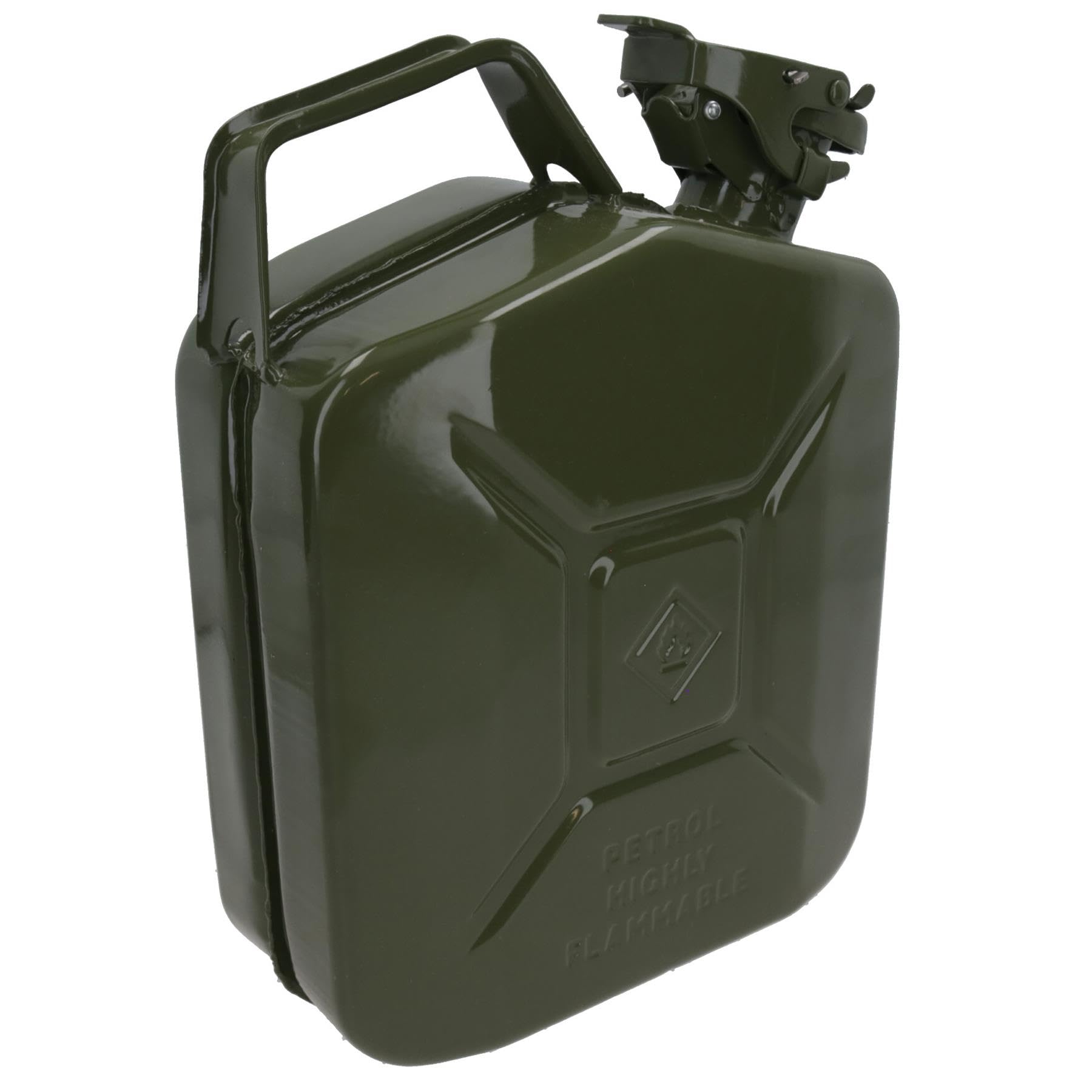 4x 20L stalen brandstof jerrycan - GROEN 1x schenktuit