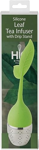 Miniatura 2 de HIC Kitchen Infusor de té de hoja con bandeja de goteo, para té suelto y té de hierbas, acero inoxidable 188 y silicona