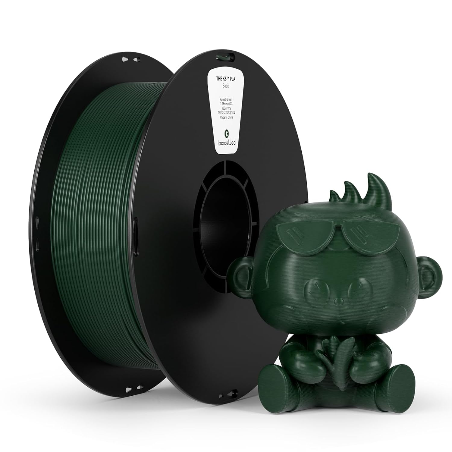 kexcelled PLA Filament 1.75mm,Forest Green PLA 3D Printer Filament 1kg Spool (2.2lbs),3D Printing Filament Dimensional Accuracy +/-0.03mm,Compatible with Most FDM Printers