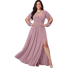 KOH KOH Womens Long Sleeve Sexy Slit Photoshoot Evening Fall Maxi Dress