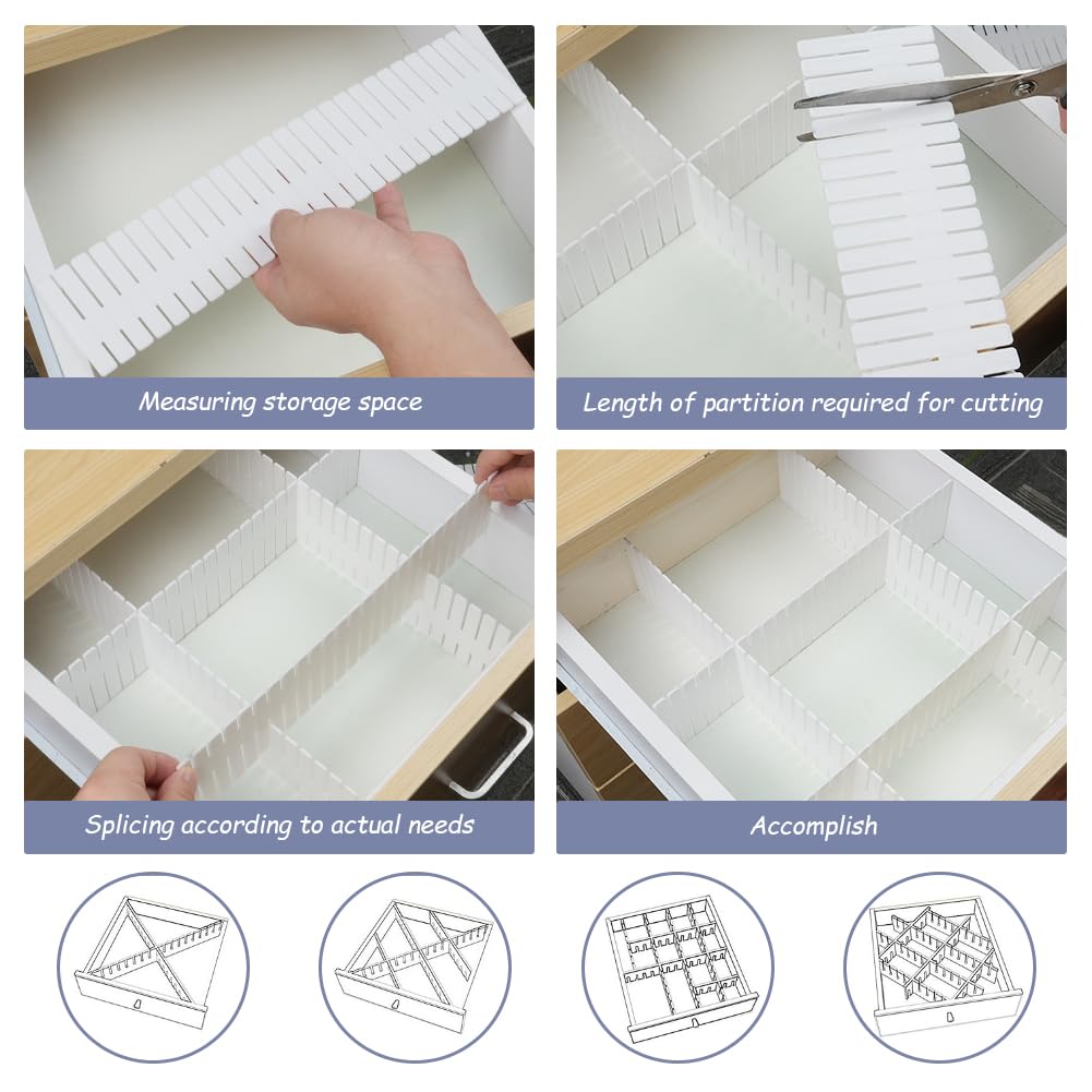 Organisateur Rangement Bureau YDHfdc Diviseur De Tiroir 16 Pièces - Séparateurs Réglables Pour Sous-Vêtements, Chaussettes Et Cosmétiques (Blanc Organisateur Rangement Bureau YDHfdc Diviseur De Tiroir 16 Pièces - Séparateurs Réglables Pour Sous-Vêtements, Chaussettes Et Cosmétiques (Blanc