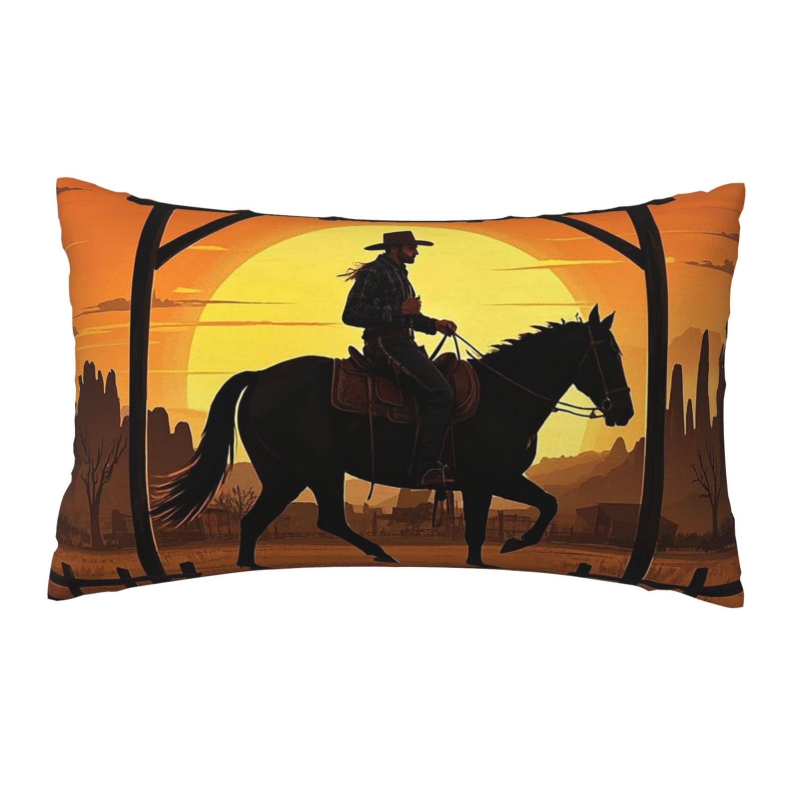 FodPand Luxury Velvet Pillow Cases 12 x 20 inch Super Soft Decorative Throw Pillow Covers - Cowboy Riding Ranch Desert Pillowcases Modern Lumbar Cushion Cases for Couch Sofa Bed Pillow Shams