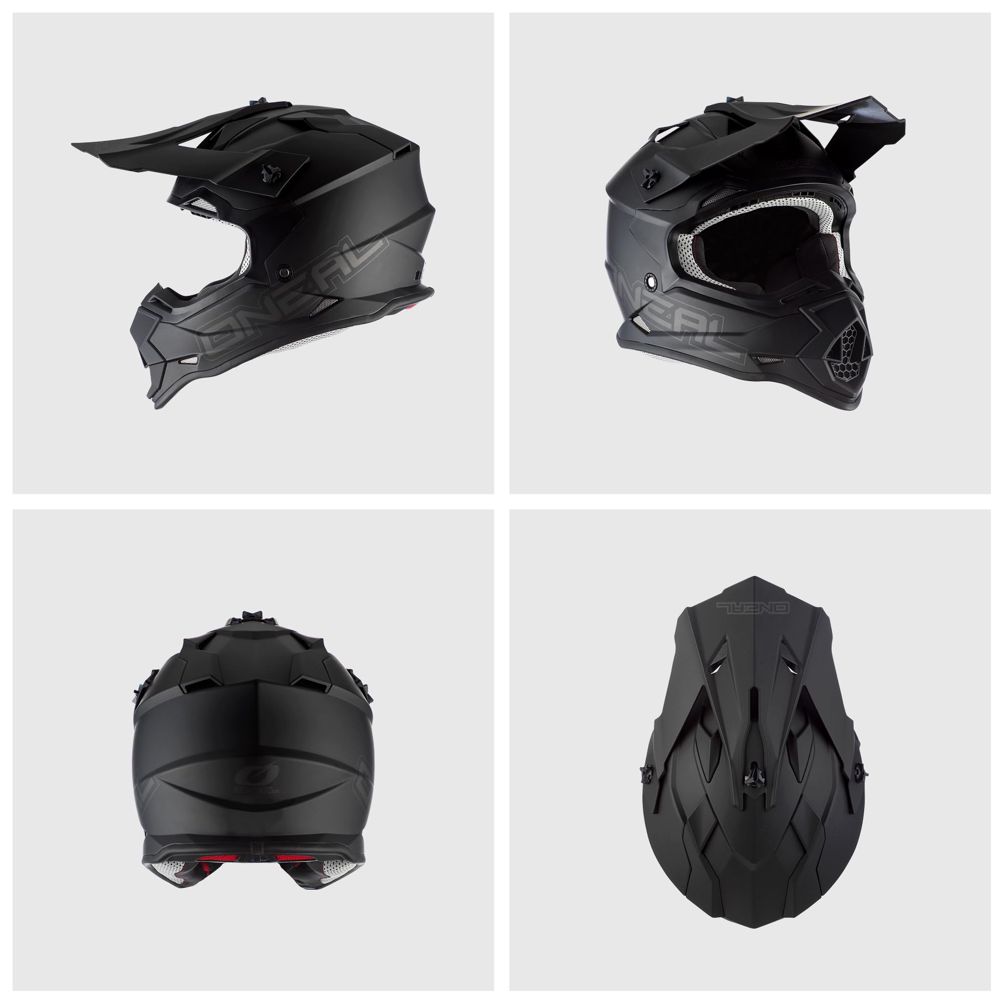 O'NEAL | Motocross-Helm | MX Enduro | ABS-Schale, Lüftungsöffnungen für optimale Kühlung | 2SRS Helmet Flat V.23 | Erwachsene | Schwarz | Größe M (57/58 cm)