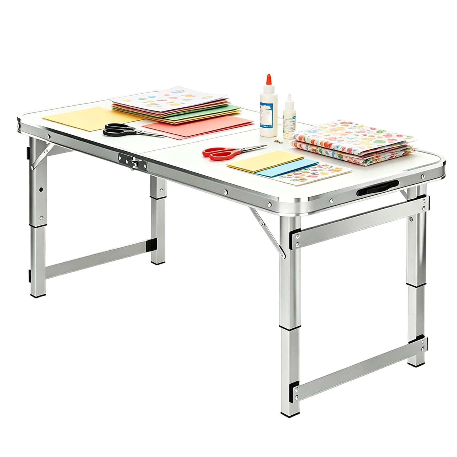 Tavolo Multiuso Pieghevole, chiosco per Limonata da Esterno, Tavolo da Campeggio con Piano in HDPE Resistente, Tavolo Rettangolare da Preparazione, Tavolo da Pranzo Pieghevole per Picnic, Fe