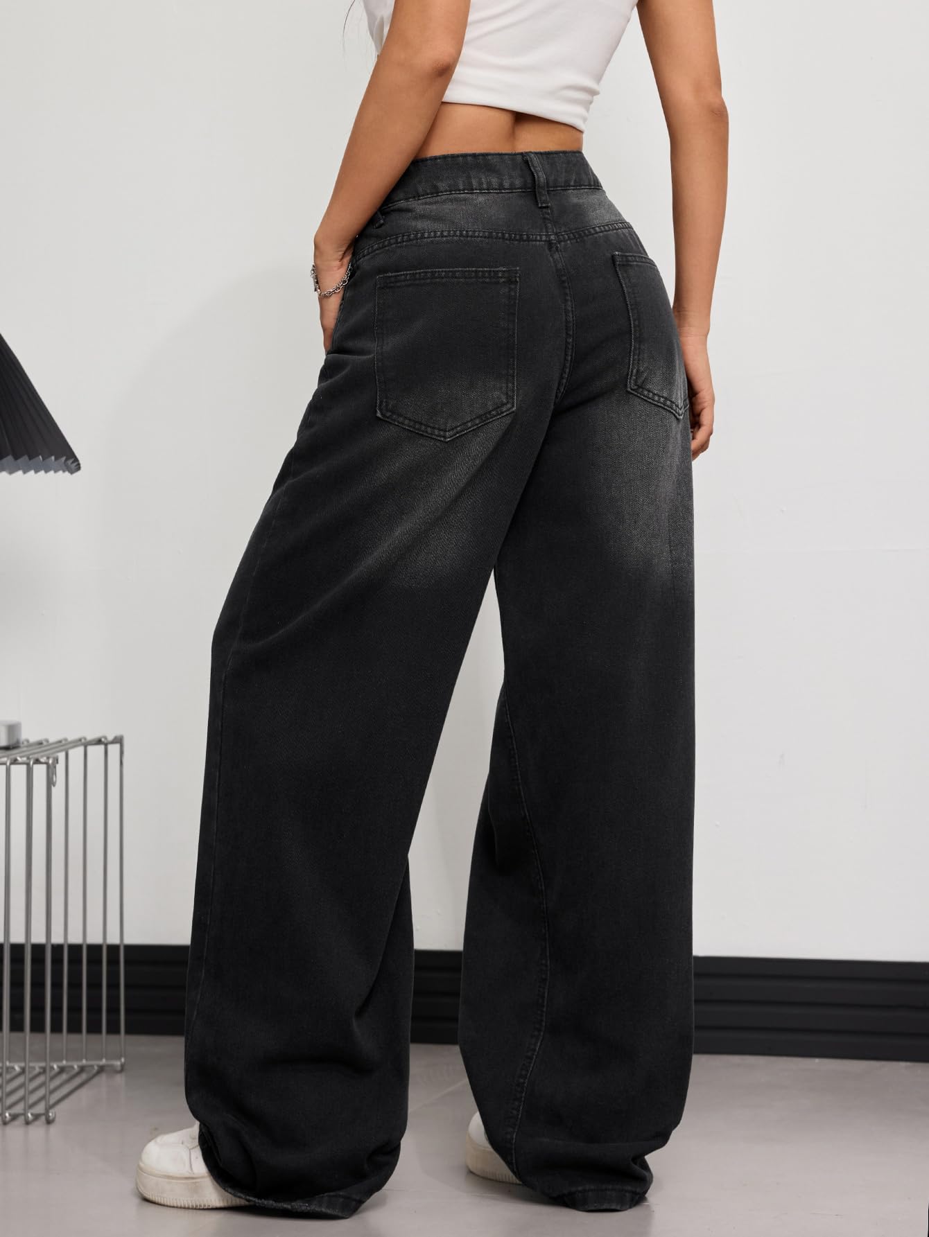 Pantalon Denim Baggy Jeans Femme Large Jambe Y2K Hip Hop Streetwear | Laisé,Vintage,2000s,Rétro